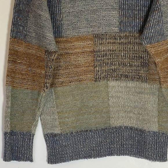 Vintage Fiume Sweater Womens 46 Gray Brown Wool Alpaca Colorblock Pullover Italy - Picture 4 of 16
